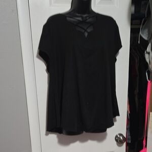 Torrid Black Short Sleeve Top with Crisscross Detail